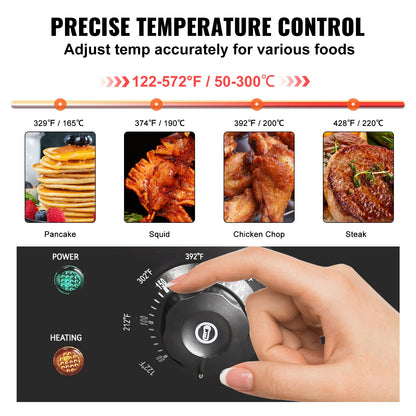 Commercial Electric Griddle, 21", 1600W Countertop Flat Top Grill, Stainless Steel Teppanyaki Grill with Iron Cooking Plate, 122-572℉ Adjustable Temp Control 2 Shovels & Brushes, 110V by Dropsure