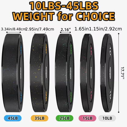 260lbs 2 Inch High Bounce Pro Bumper Plates, Weight Plates Set, Rubber Weight Plates, Steel Inserts - High Bounce Floor Protection For Home, Garage Gym, Multiple Weight Options