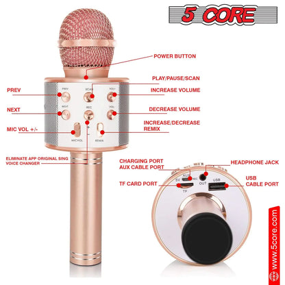 5Core Wireless Karaoke Microphone Bluetooth Mic Portable Handheld Microfonos Inalambricos