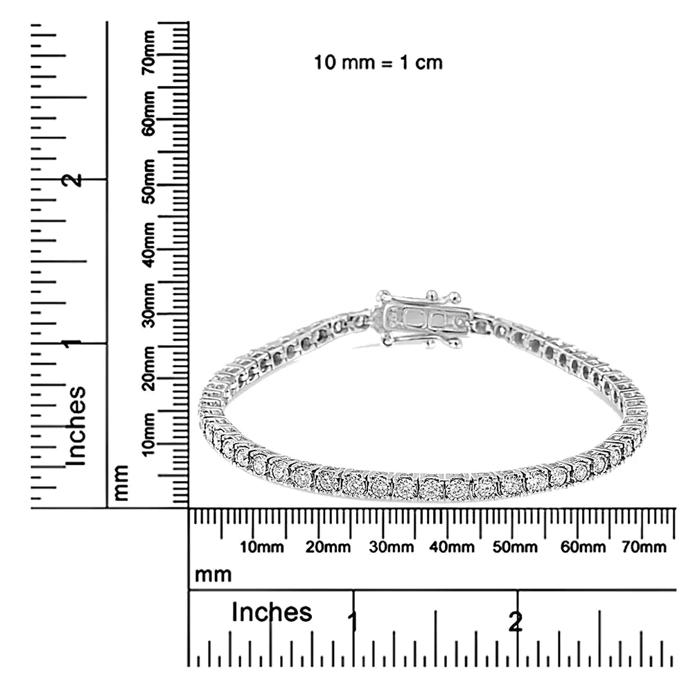 14K White Gold 2.0 Cttw Miracle Set Round-Cut Lab Grown Diamond Illusion 7" Tennis Bracelet (F-G Color, VS2-SI1 Clarity) - Anti Spier 