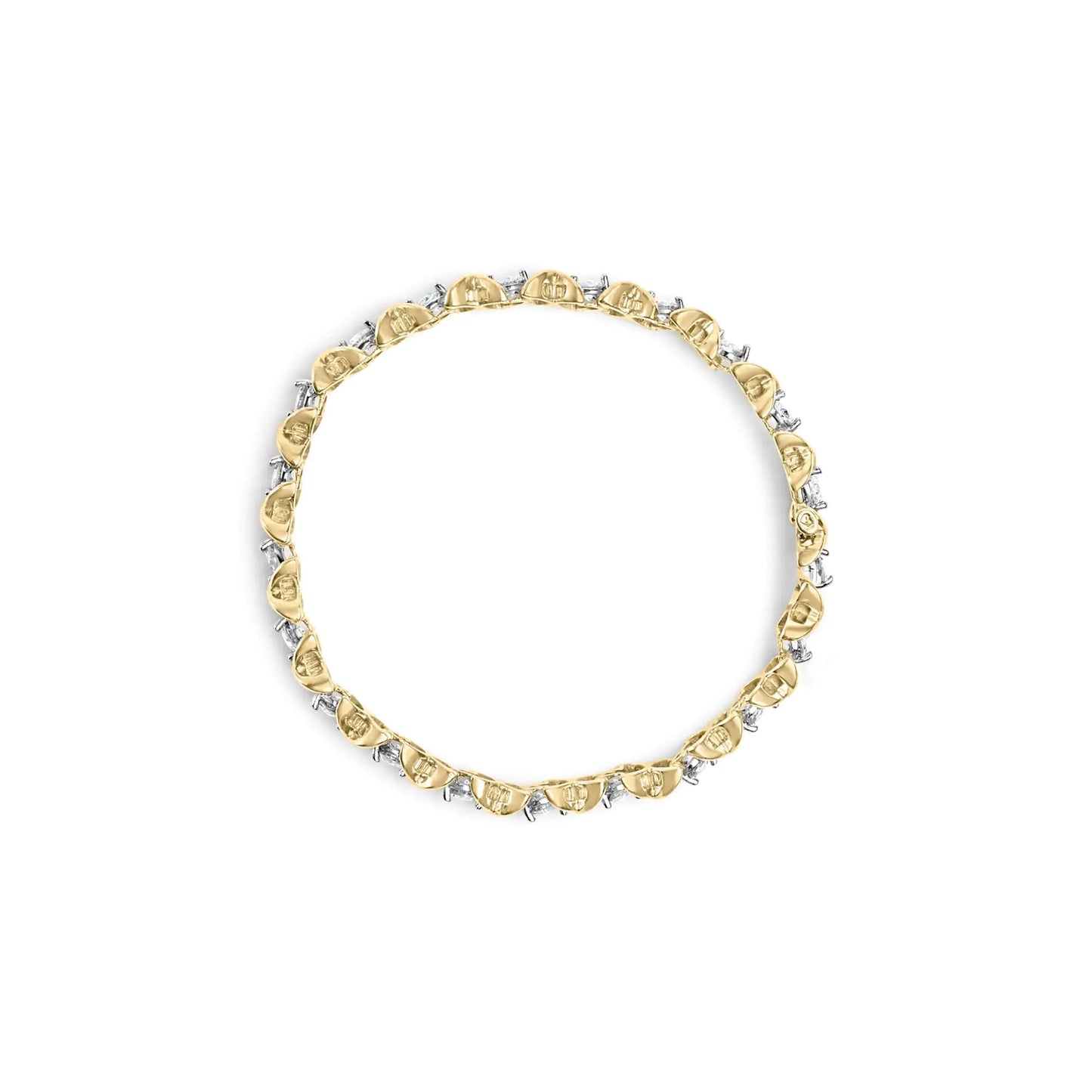 14K Yellow Gold 5.00 Cttw Round-Cut Diamond X-Link 7.5" Bracelet (J-K Color, I1-I2 Clarity) - Anti Spier 