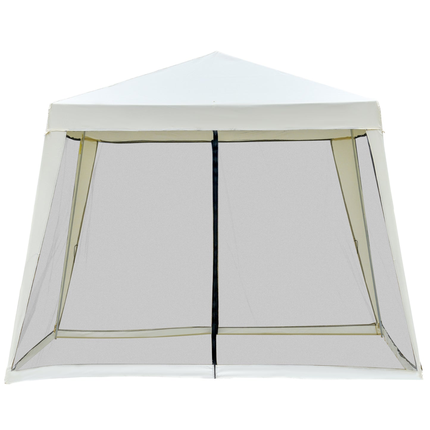 Outsunny 10'x10' Outdoor Canopy Tent, Slant Leg Sun Shelter with Mesh Sidewalls, Patio Tents for Parties, Cream White by Dropsure