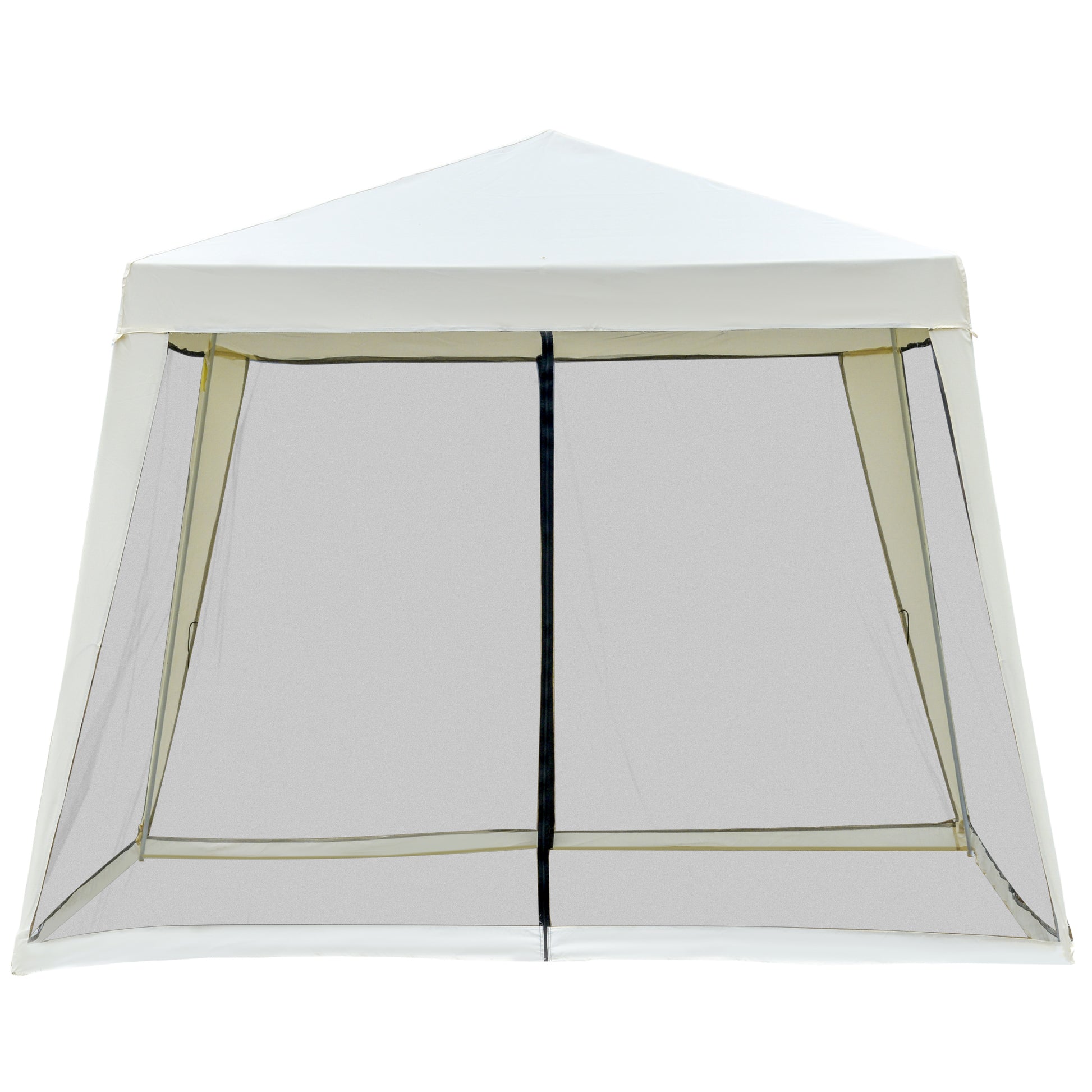Outsunny 10'x10' Outdoor Canopy Tent, Slant Leg Sun Shelter with Mesh Sidewalls, Patio Tents for Parties, Cream White by Dropsure