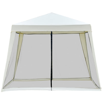 Outsunny 10'x10' Outdoor Canopy Tent, Slant Leg Sun Shelter with Mesh Sidewalls, Patio Tents for Parties, Cream White by Dropsure