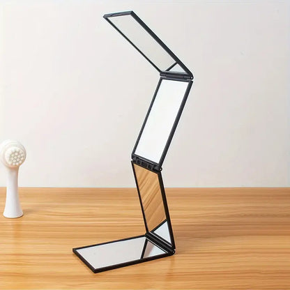4-in-1 Portable Folding Makeup Mirror-Multi-Angle Handheld Design, Easy Self-Cutting Hair and Daily Beauty, Polishing Surface, No Battery Required