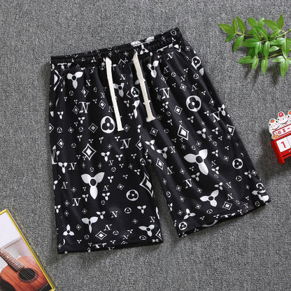 Quarter pants Men's summer beach pants Men's casual running shorts Men's 5 straight leg pants trend