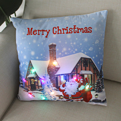 Super Soft Plush Christmas LED Lantern Pillowcase