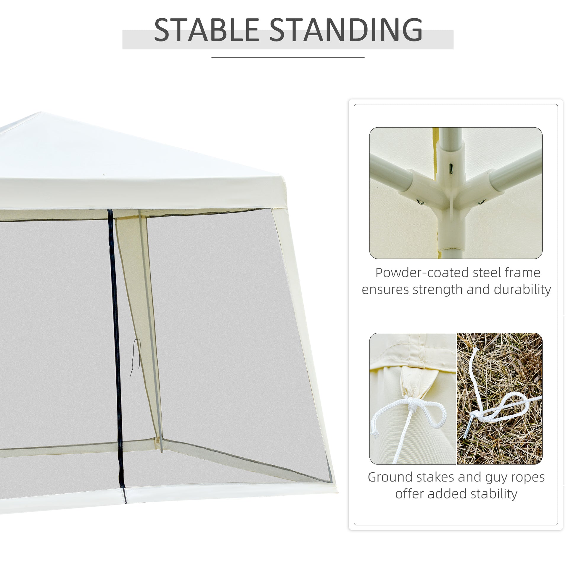 Outsunny 10'x10' Outdoor Canopy Tent, Slant Leg Sun Shelter with Mesh Sidewalls, Patio Tents for Parties, Cream White by Dropsure