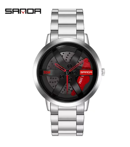 Men's 3D Car Wheel Sports Watch - Waterproof Quartz