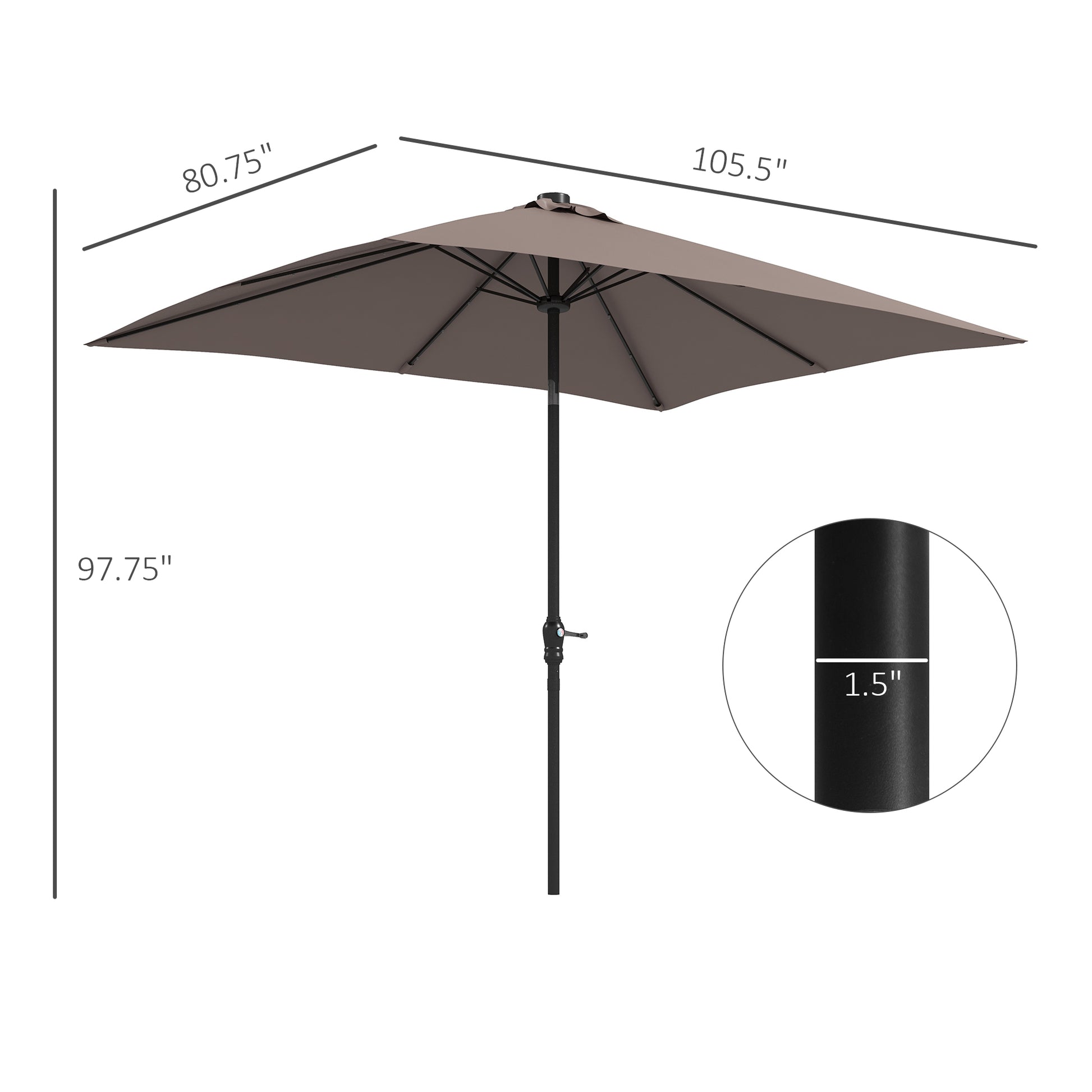 Outsunny 9ft x 7ftSolar Umbrella, LED Lighted Patio Umbrella for Table or Base with Tilt & Crank, Outdoor Umbrella for Garden, Deck, Backyard, Pool, Beach, Tan by Dropsure