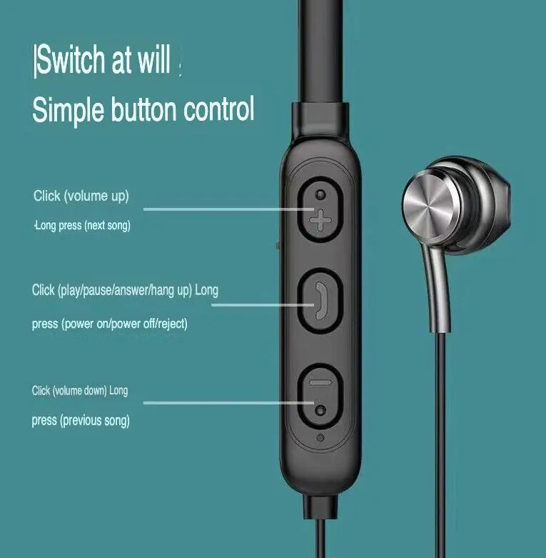 Waterproof Bluetooth 5.0 Earbuds Stereo Sport Wireless Headphones in Ear Headset - Anti Spier 