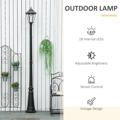 Outsunny 92.5" Outdoor Lamp Post Light, Solar-Powered Streetlight, w/ Clear Glass, Black by Dropsure