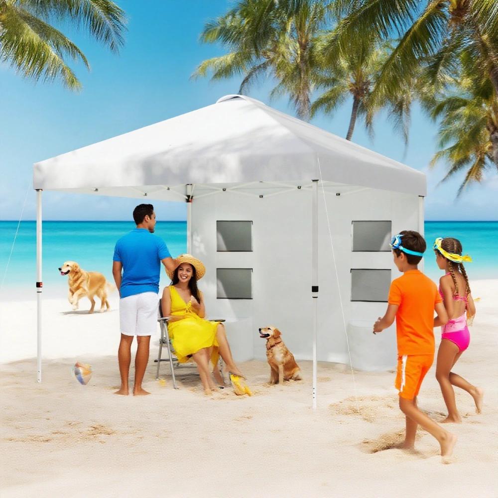 10x 10 ft party tent w/ Sidewall with Height Adjustable Instant Sun Shelter w/ Storage Pockets, American Flag Print by Dropsure