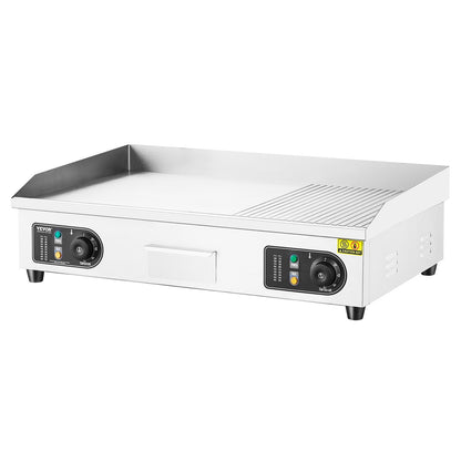 Commercial Electric Griddle, 2800W Countertop Half-Flat Top Grill, 122℉-572℉ Adjustable Temp, 28.74x15.75x0.39in Stainless Steel Griddle Grill with 2 Shovels and 2 Brushes for Home or Restaurant by Dropsure
