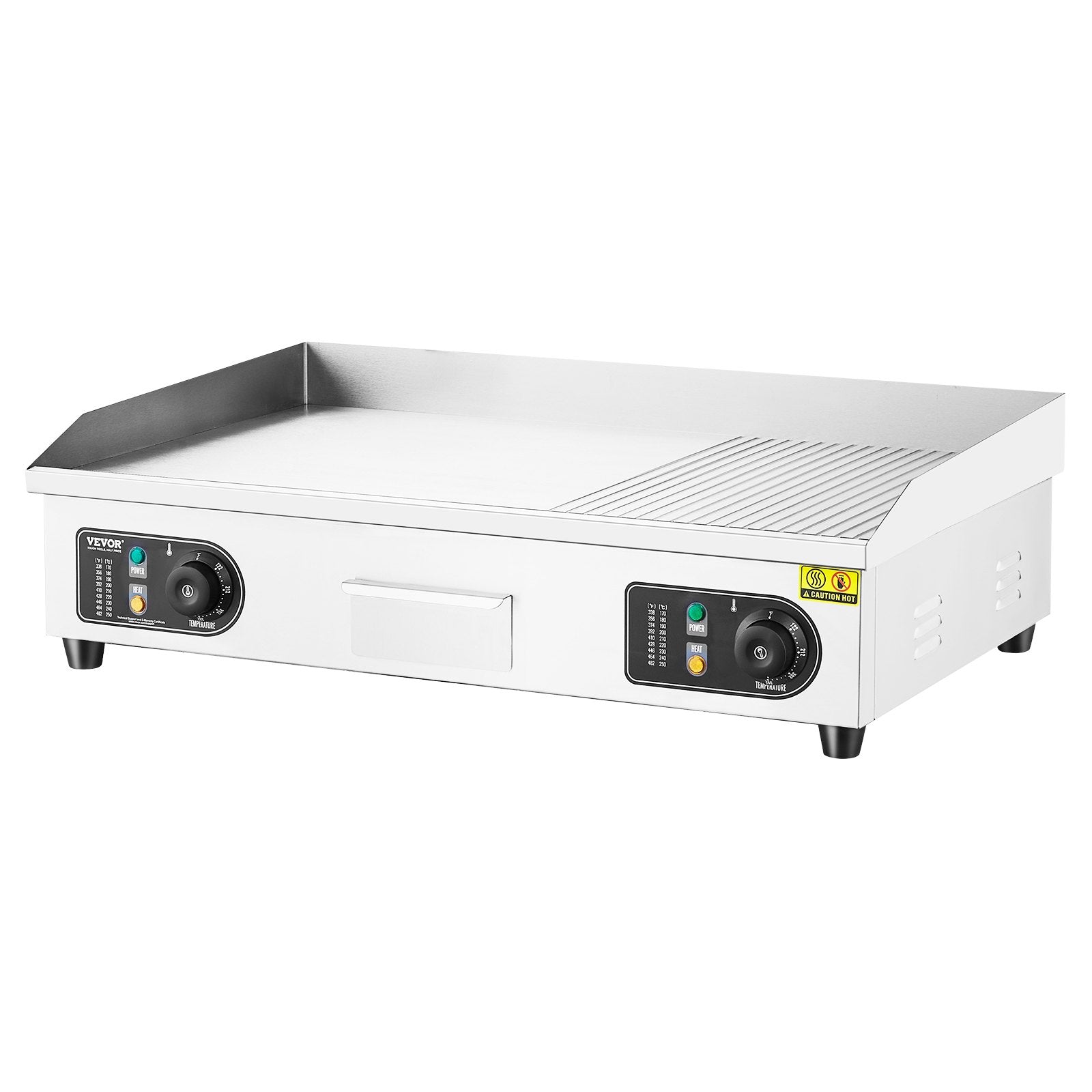 Commercial Electric Griddle, 2800W Countertop Half-Flat Top Grill, 122℉-572℉ Adjustable Temp, 28.74x15.75x0.39in Stainless Steel Griddle Grill with 2 Shovels and 2 Brushes for Home or Restaurant by Dropsure
