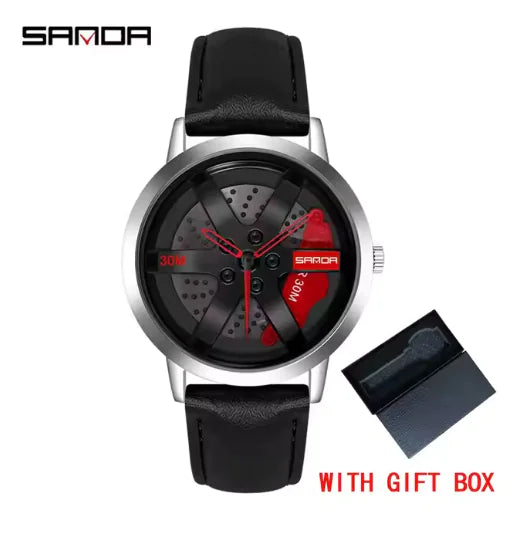 Men's 3D Car Wheel Sports Watch - Waterproof Quartz