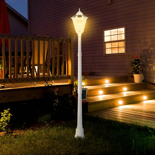 Outsunny 92.5" Outdoor Lamp Post Light, Solar-Powered Streetlight, w/ Clear Glass, Black by Dropsure