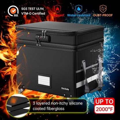 Fireproof File Box With Lock Wheels Rolling Portable by ShipItFurniture