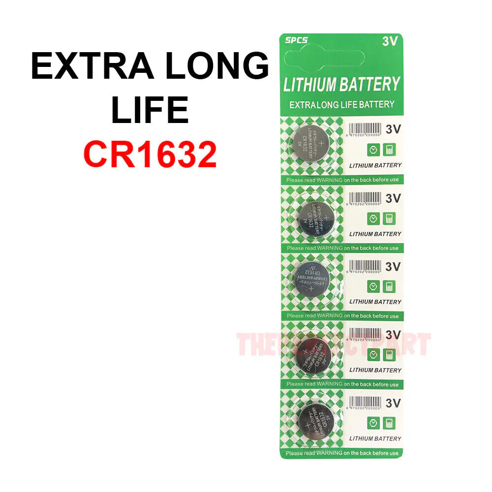 5 PACK FRESH LONG LIFE CR1632 ECR1632 1632 3V Lithium Coin Battery Expire 2031