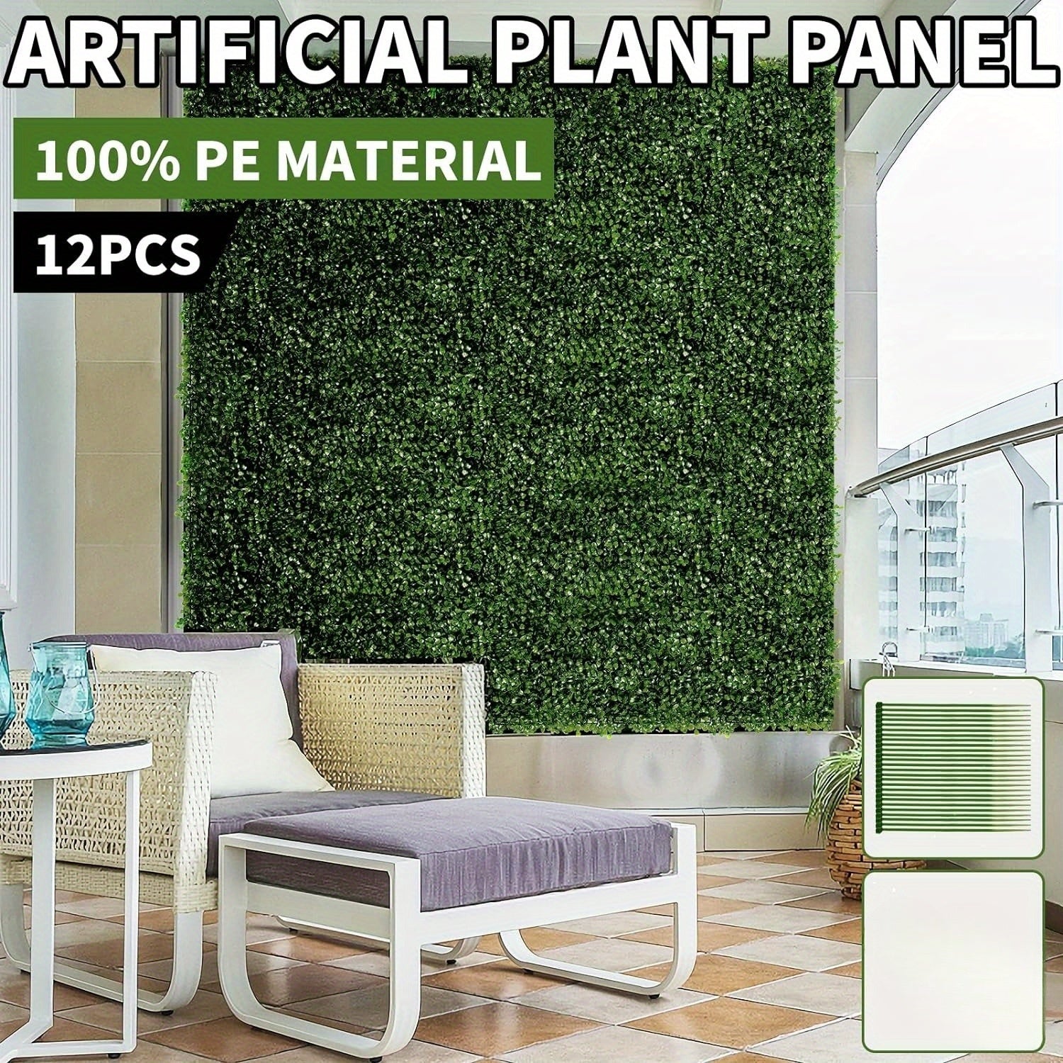 12PCS 24"x16" Artificial Boxwood Boards, UV Protected Grass Wall Panels & Boxwood Fence Panels for Green Wall Decor, Garden Fence, Wedding Backyard Decoration by Dropsure