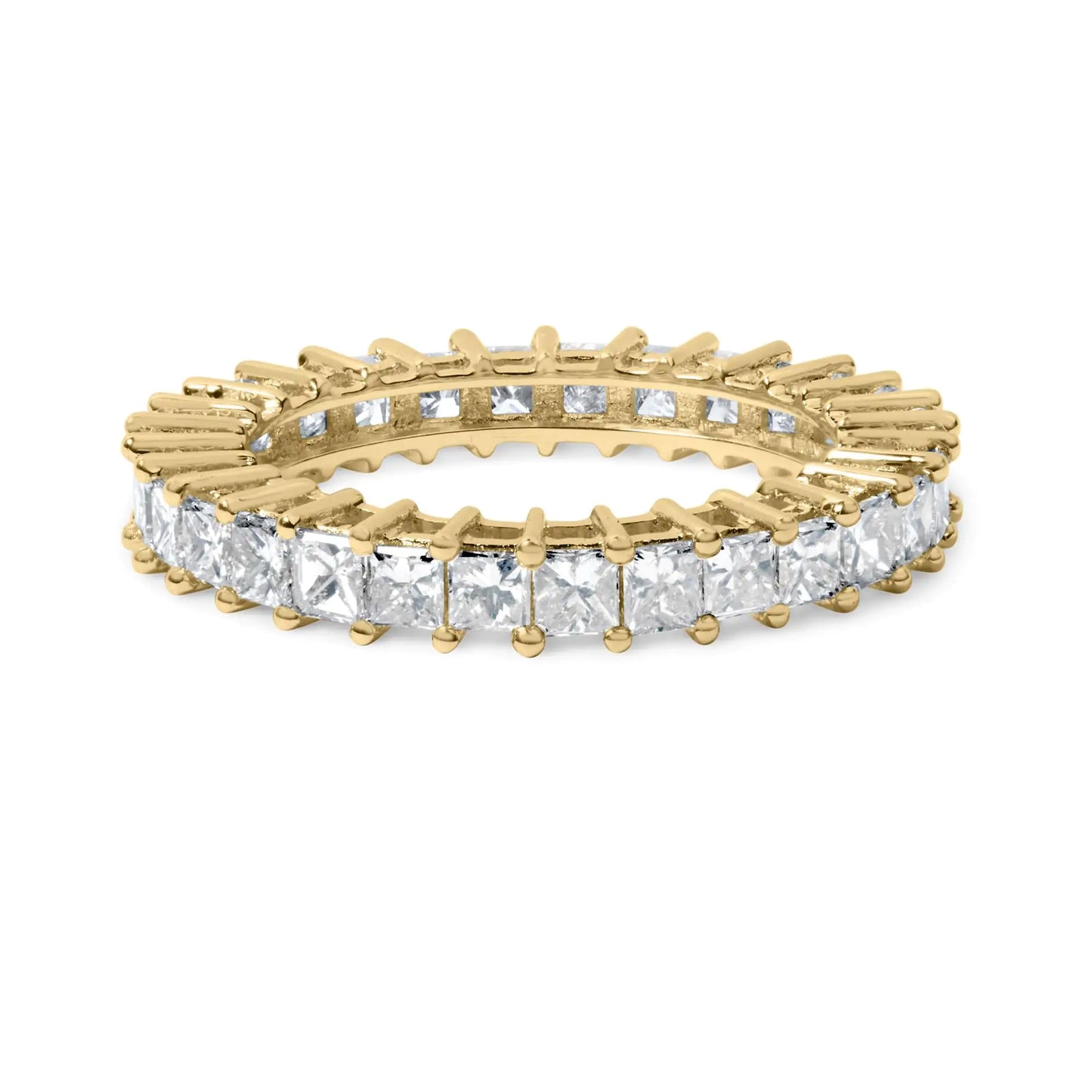 14K Yellow Gold 3.0 Cttw Shared Prong-Set Princess-cut Diamond Eternity Band Ring (H-I Color, SI1-SI2 Clarity) - Anti Spier 