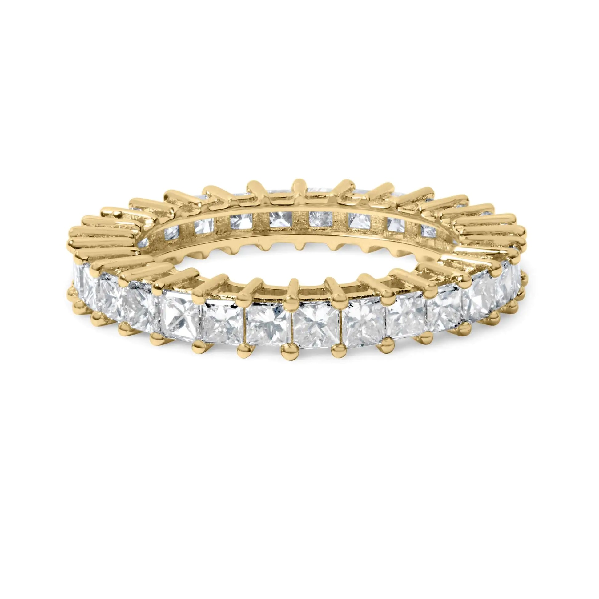 14K Yellow Gold 3.0 Cttw Shared Prong-Set Princess-cut Diamond Eternity Band Ring (H-I Color, SI1-SI2 Clarity) - Anti Spier 