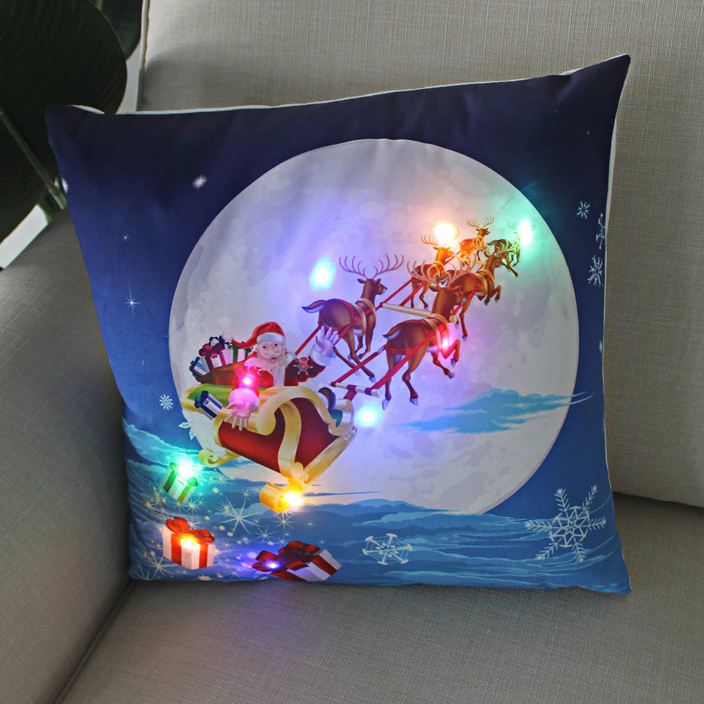 Super Soft Plush Christmas LED Lantern Pillowcase