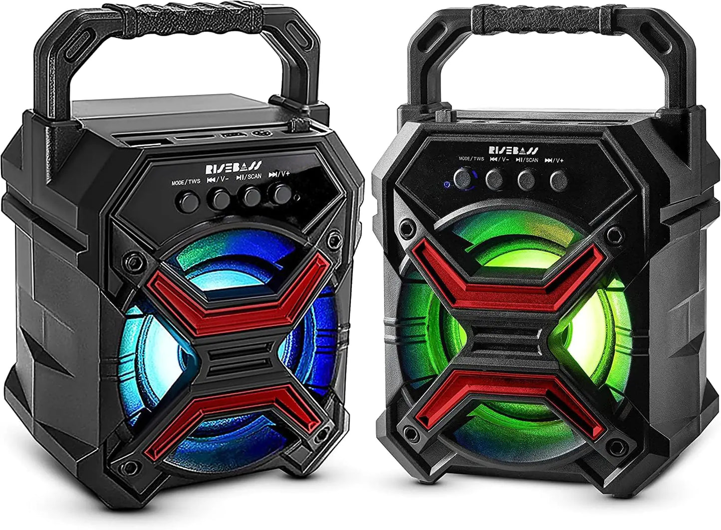 Portable Wireless Bluetooth Speaker with TWS Function - Rechargeable Bluetooth Speaker - LES flashing Lights - Anti Spier 