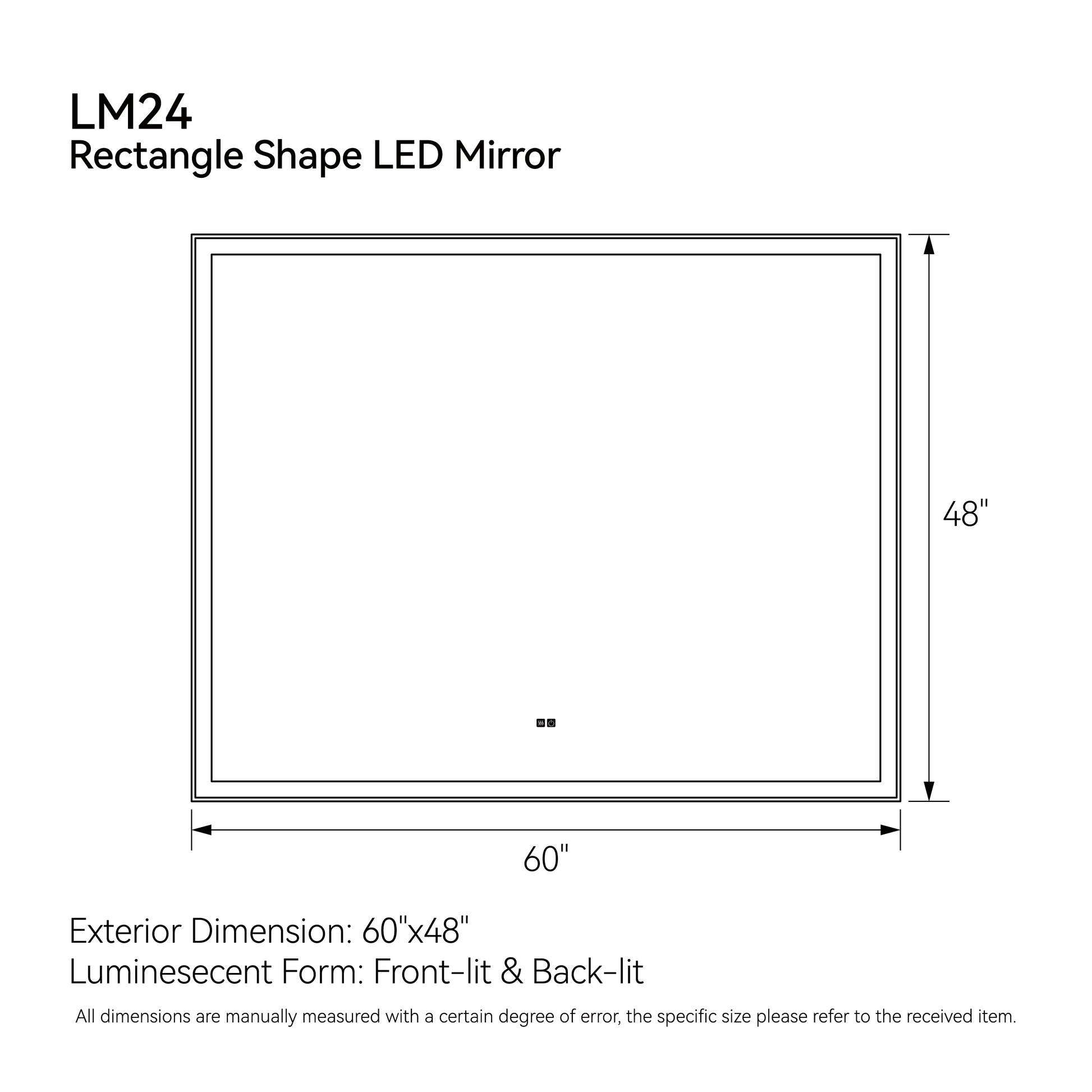 60"x48" Modern LED Smart Mirror with Hiden Light Bathroom Mirror, Front Lit & Back Lit With 3 Color Adjustable, Memory Function, Anti-Fog, Time Mode Control by Dropsure