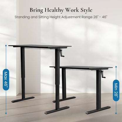 Hand-Crank Adjustable Office Desk Height Adjustable, With Flat Metal Legs Perfect For Home, Office, Gaming, Or Study Use