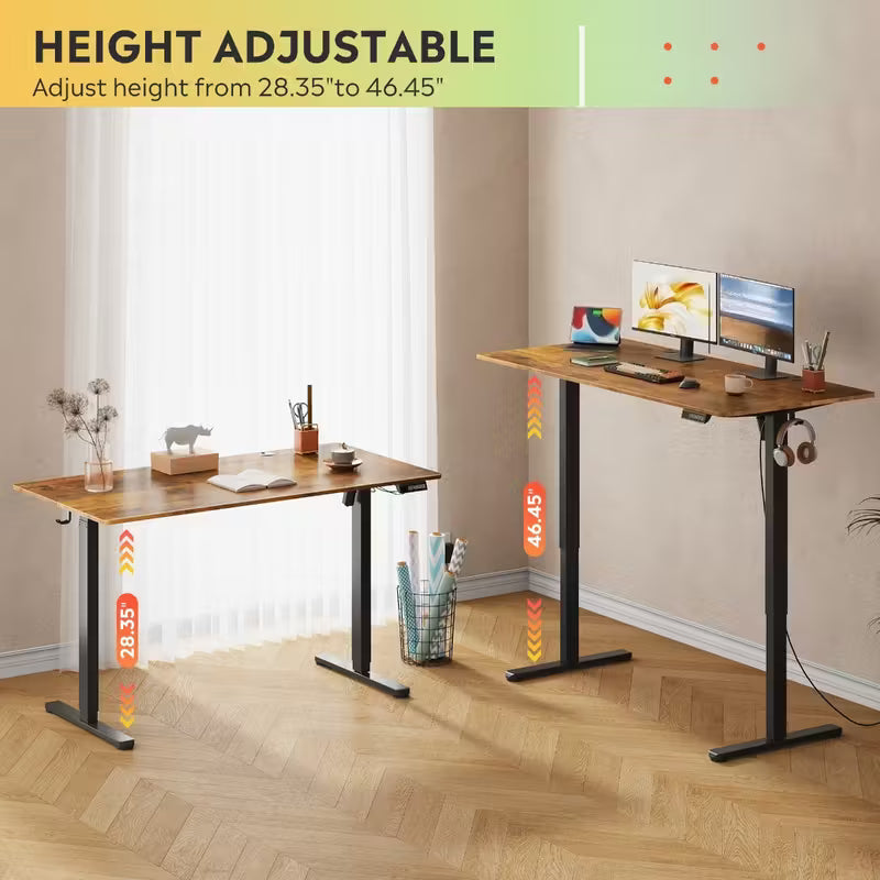 Electric Sit to Stand Desk with 3 Memory Presets, Adjustable Height Stand up Desk, Height Adjustable Standing Computer Desk for Home Office, 40/ 55/ 63/ 71 Inches, Ergonomic Workspace, Workspace Furniture, Sleek Design, Modern Desk