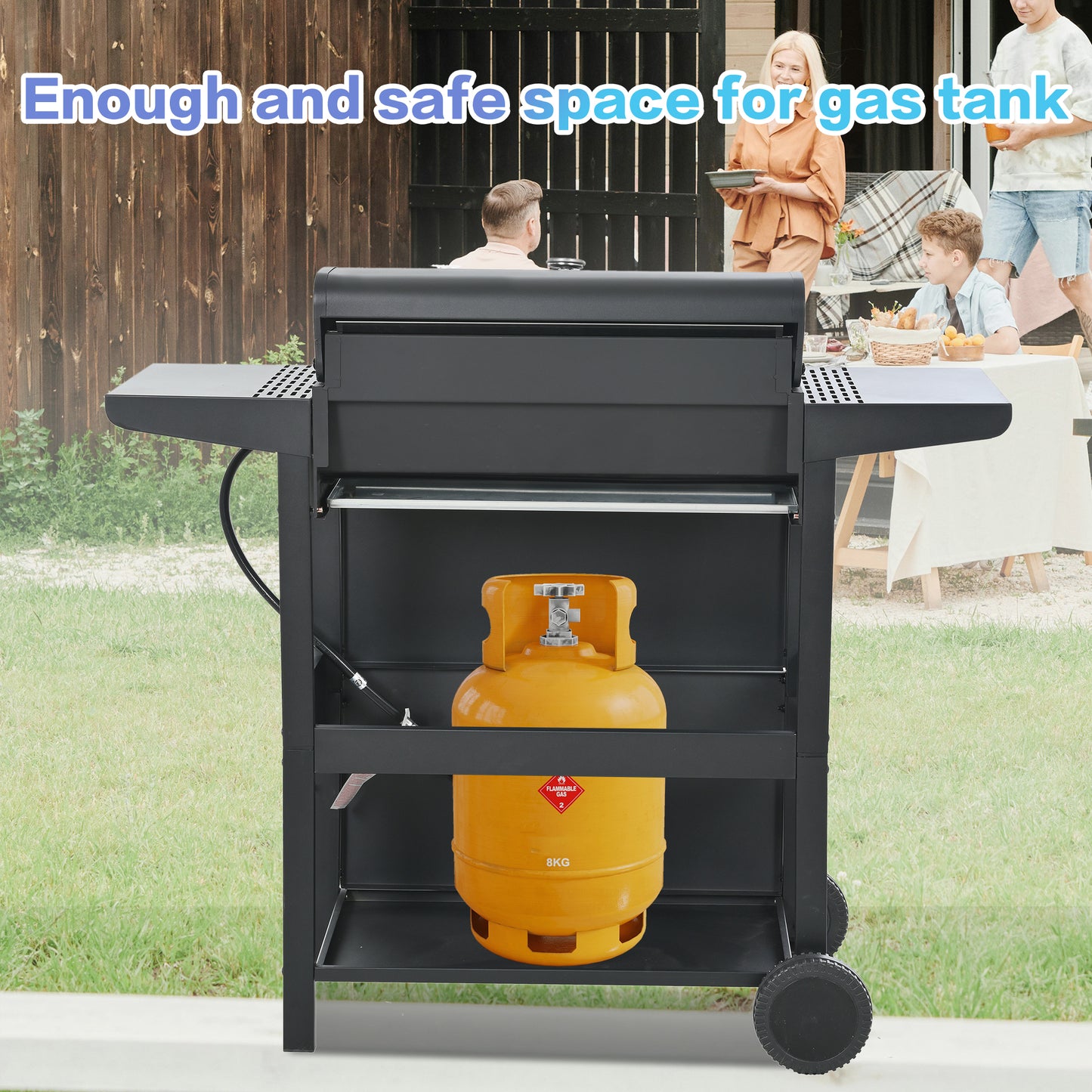 Propane Gas Grill 4 Burner Barbecue Grill, Stainless Steel 34,000 BTU Patio Garden Barbecue Grill with Two Shelves, Lid, Wheels and Bottle Opener by Dropsure