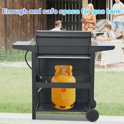 Propane Gas Grill 4 Burner Barbecue Grill, Stainless Steel 34,000 BTU Patio Garden Barbecue Grill with Two Shelves, Lid, Wheels and Bottle Opener by Dropsure