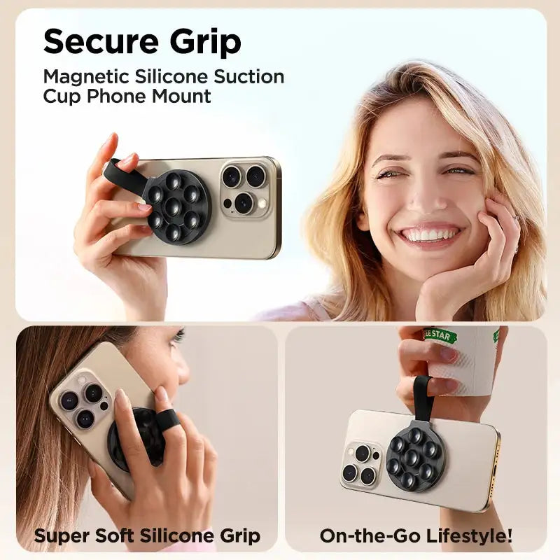 Joyroom Magnetic Suction Cup Phone Mount Hand-Free Mirror Shower Silicone Suction Phone Case Grip Stand Holder For iPhone 15 Pro