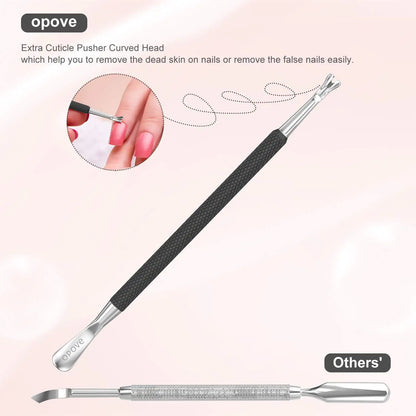 Cuticle Pusher Nail Polish Remover Stainless Steel Manicure Tool Set Gel Nail Polish Peeler Scraper Nail Cleaner Pedicure Kit for Fingernail and Toenail, opove P1, Matter Black… Buy X7 Get This 90% Off