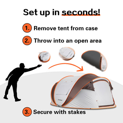 4-6 Persons White Light Orange Pop-Up Boat Tent by Dropsure
