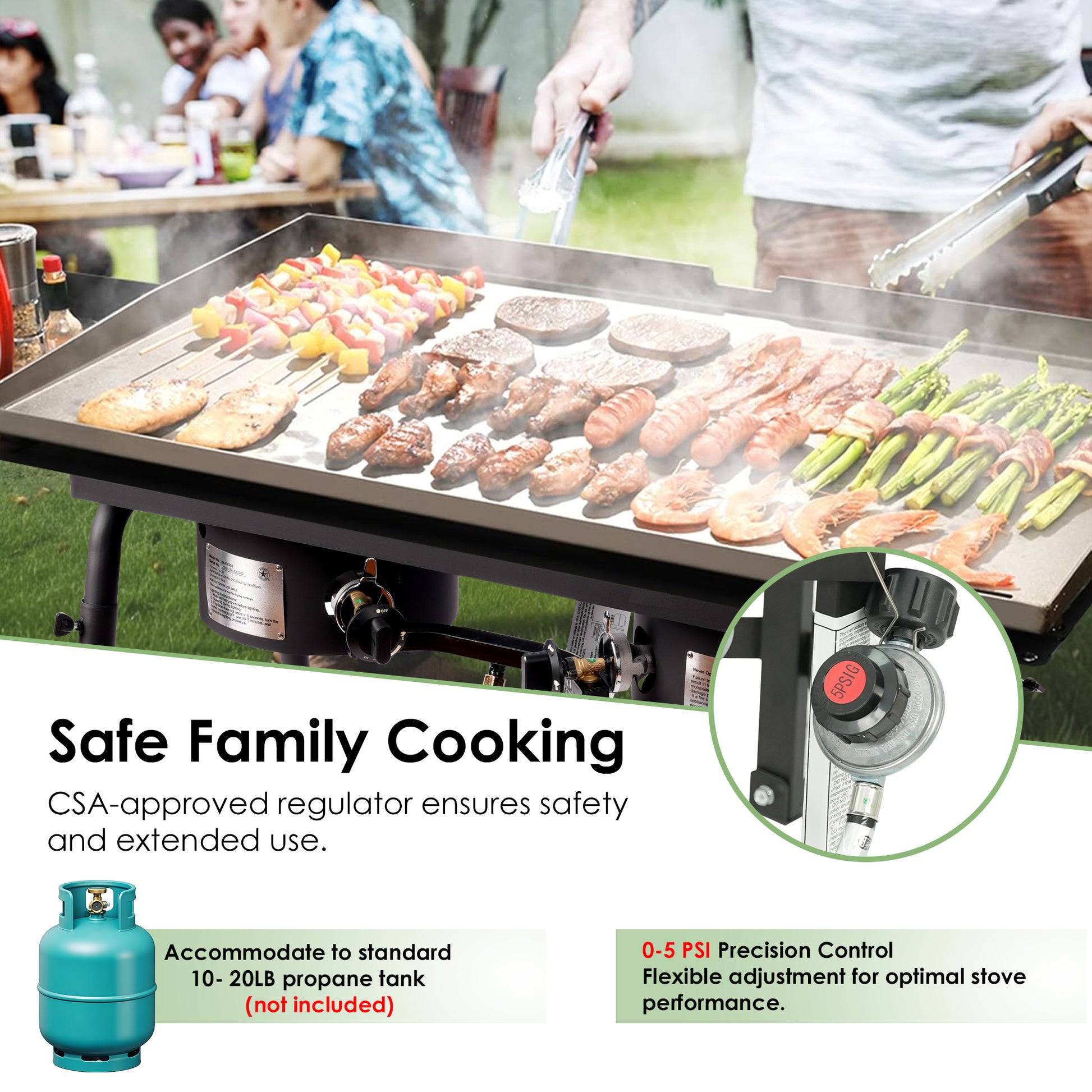 Three Burner Outdoor Portable Camping Gas Stove with Removable Legs, Portable Bag and Windshield, Camping Stove Propane for Cooking, CSA Certified, Outdoor Propane Burner by Dropsure