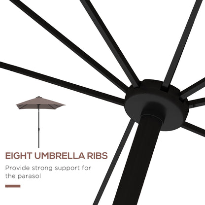 Outsunny 9ft x 7ftSolar Umbrella, LED Lighted Patio Umbrella for Table or Base with Tilt & Crank, Outdoor Umbrella for Garden, Deck, Backyard, Pool, Beach, Tan by Dropsure