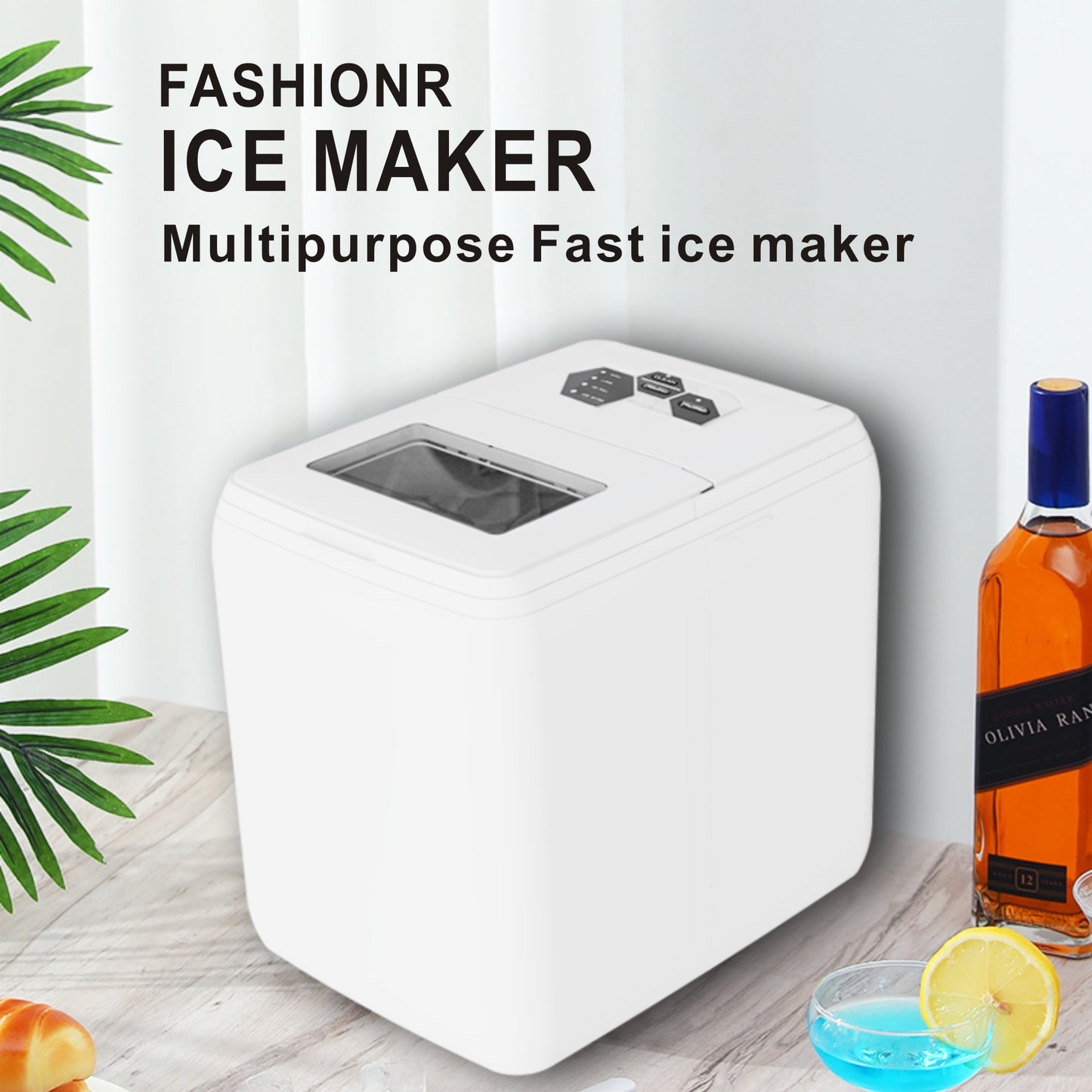 Ice Maker Ice Maker Countertop 44LBS Ice Maker Home Use Outdoor Use Ice Maker 20KG Compact Ice Maker With Ice Scoop & Basket, Ideal For Home Use Party Camping