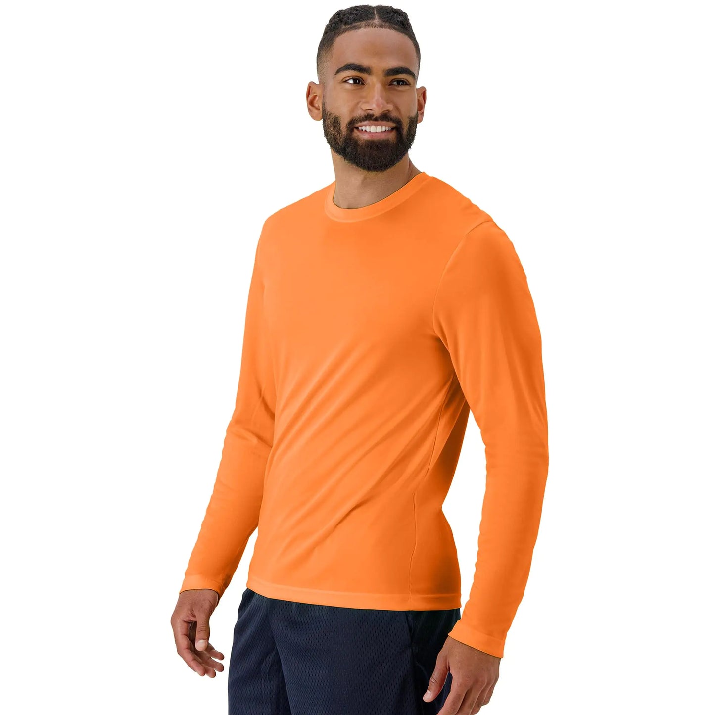 Hanes Sport Performance Long Sleeve T-Shirt, Performance Athletic Shirt, 2-Pack Large Safety Orange