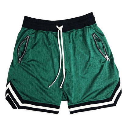 Men's summer quick dry muscle fitness sports shorts Mesh solid color hip hop breathable casual basketball pants