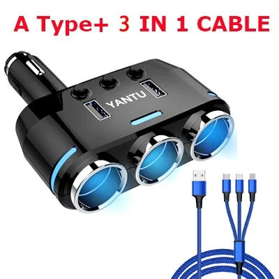 12V-24V Car splitter Cigarette Lighter Socket Plug Dual USB Charger Adapter