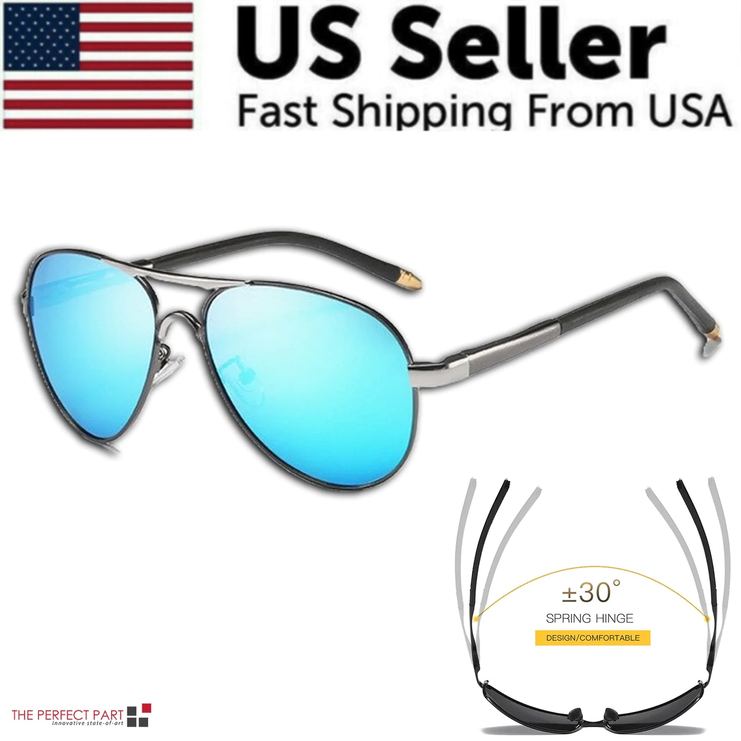 Mens Polarized Pilot Sunglasses Outdoor Driving UV400 Sun Glasses Sport Eyewear - Anti Spier 