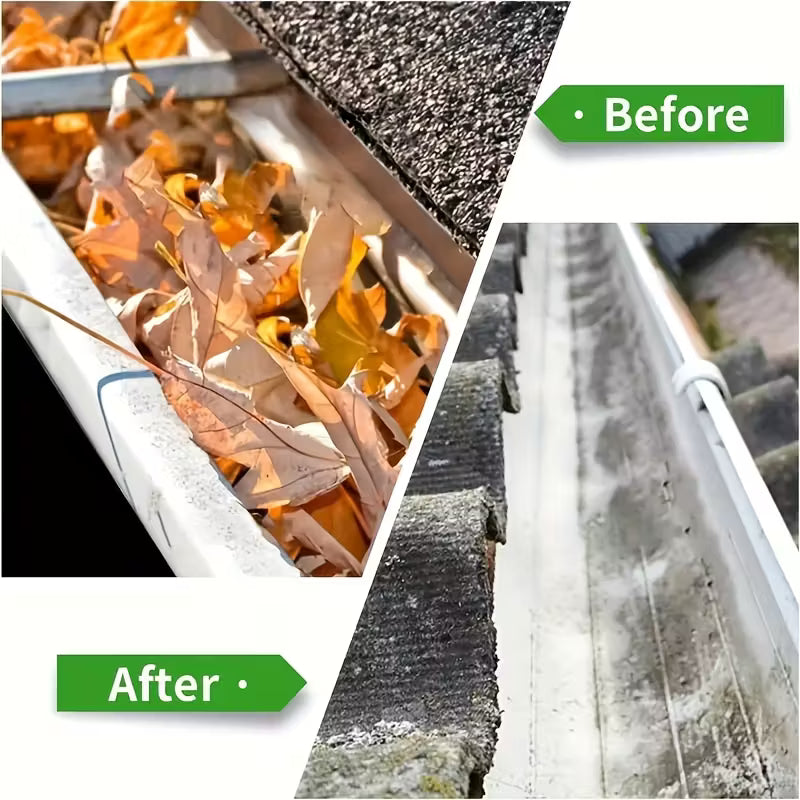 Extendable Gutter Cleaning Brush (89.8") - 7-Section Aluminum Pole, Curved Bristle Head for Roof & Yard Cleaning, Easy Reach Down to Zigzag Cleaning, No Electricity Needed, Garden Tool | Curved Brush | Durable Aluminum, Gutter Cleaning