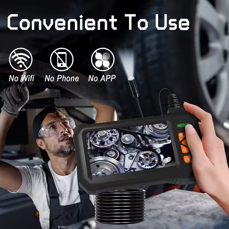 1pc 1080P HD Borescope Camera with Light, 4.3" IPS Screen, Sewer Inspection Tool,Semi-Rigid Cord, Rechargeable Lithium Battery, Ideal for Drain Pipe Inspection, Sewer Maintenance | High Definition Camera | Durable Plastic Body, Sewer Inspection Camera