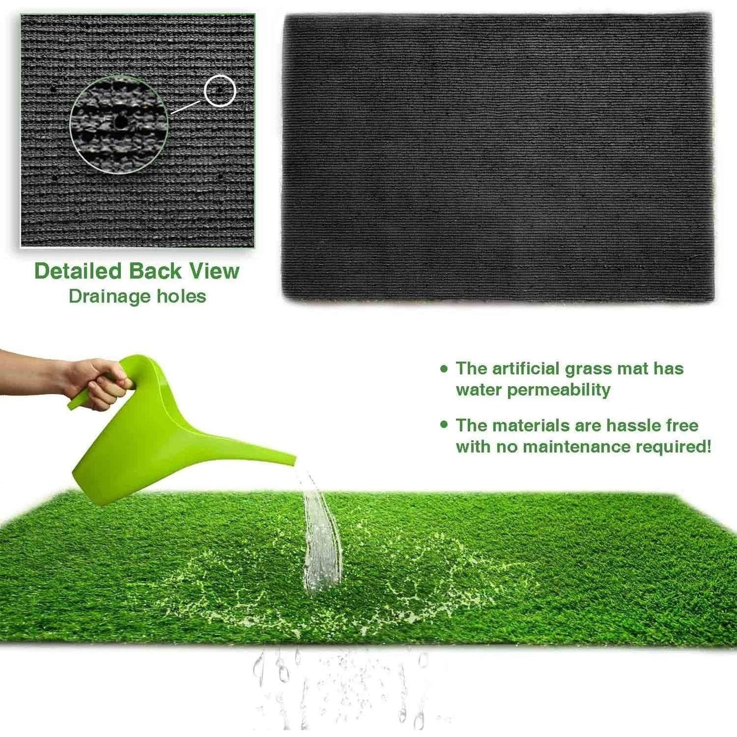 3ft x 32ft Premium Artificial Turf Mat with Drainage Holes. Thick Fake Grass with Rubber Backing, Ideal for Indoor/Outdoor Pet Areas, Garden, Lawn, Patio & Balcony Decor(Grass height 0.6 inches/1.5cm) by Dropsure