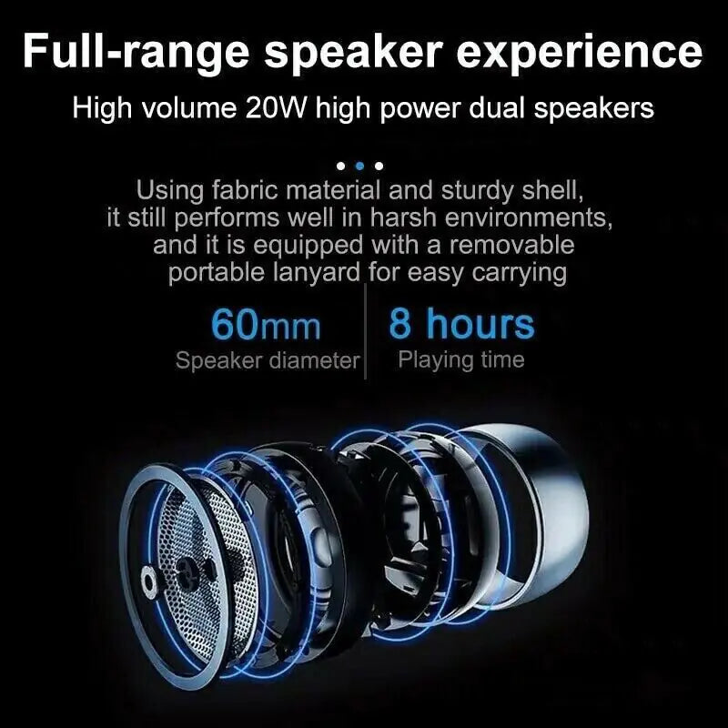 Bluetooth Speaker Wireless Waterproof Outdoor Stereo Bass USB/TF/FM Radio LOUD - Anti Spier 