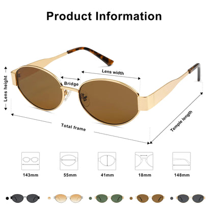 SOJOS Retro Oval Sunglasses for Women Men Trendy Sun Glasses Classic Shades UV400 Protection SJ1217 Gold/Grey