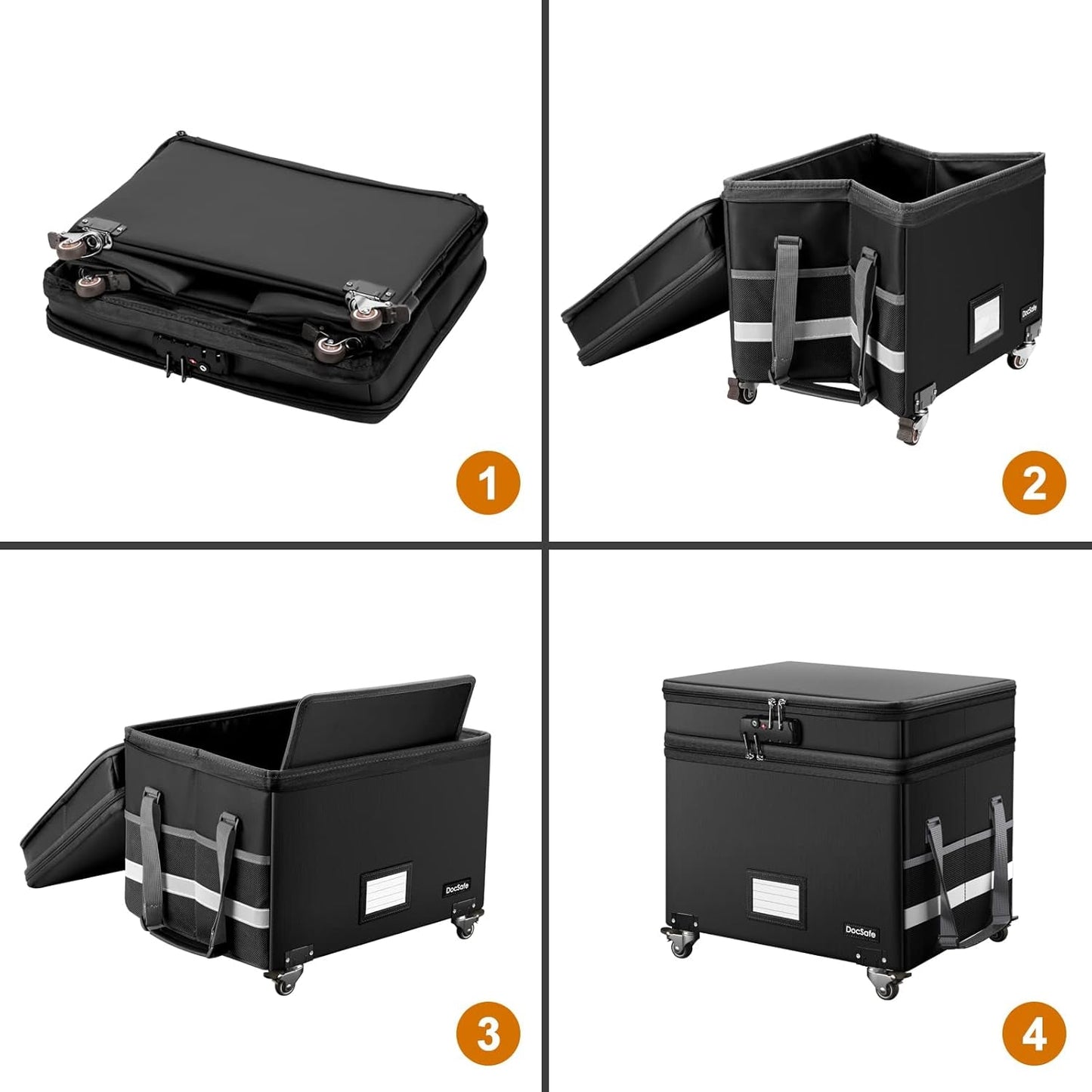 Fireproof File Box With Lock Wheels Rolling Portable by ShipItFurniture