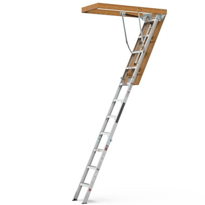 Household Aluminum Attic Ladder 25 X 54 ,350lbs Capacity, 7-10 Ft Ceiling Height